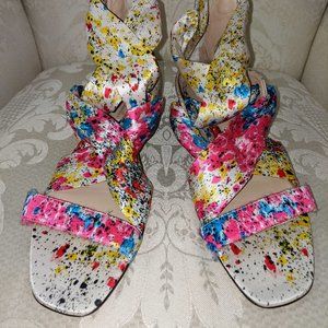Monique Lhuillier Splatter Print Flat Vero Cuoio